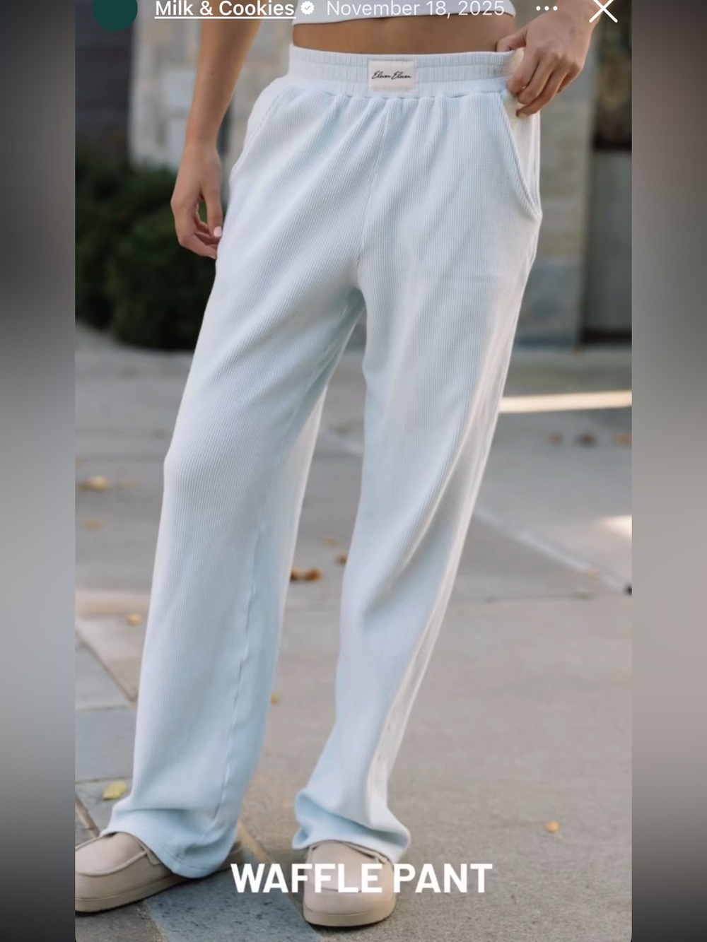 Women's Waffle Pants in Light Blue